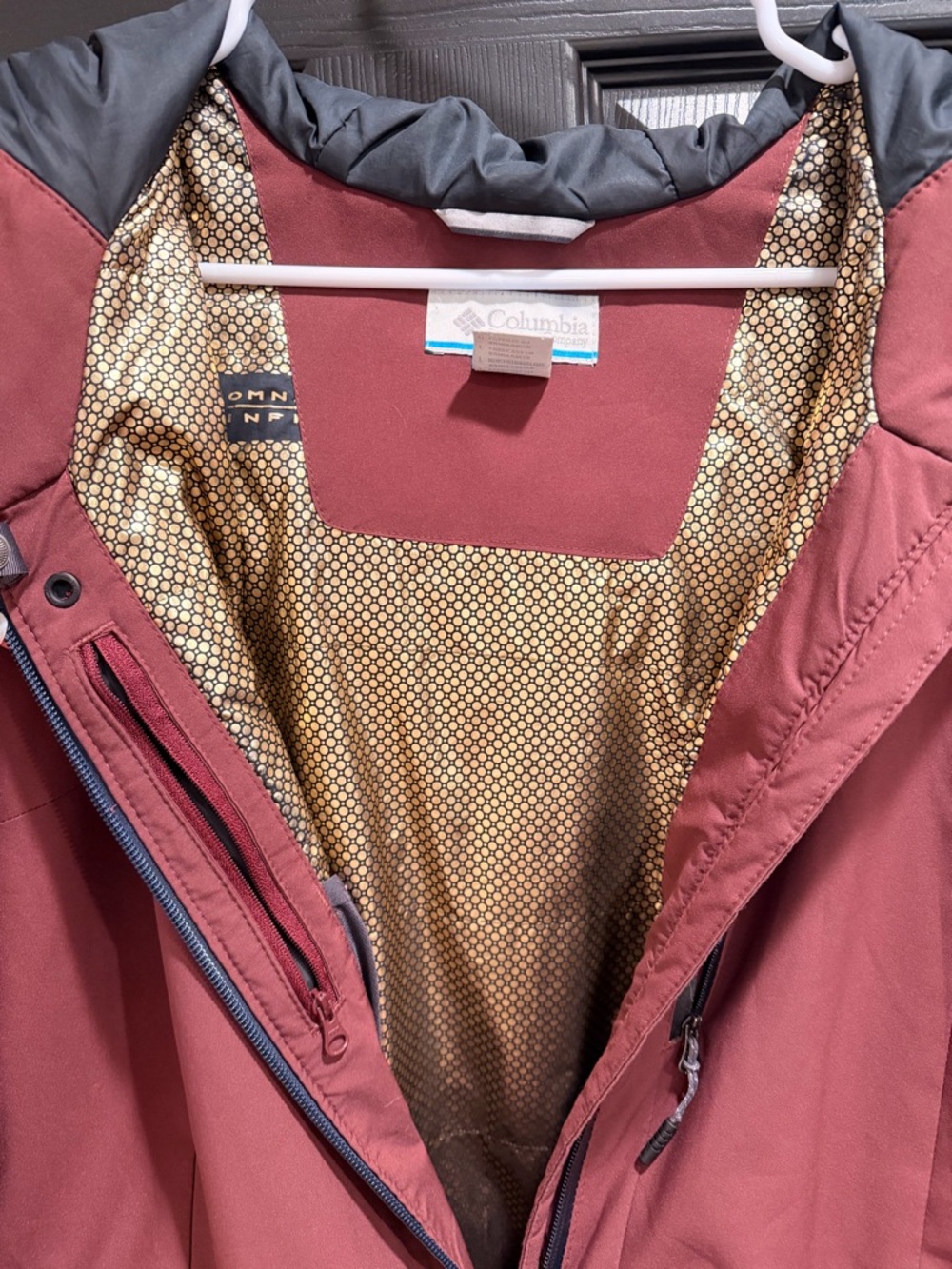 Men's Insulated Columbia Hooded Jacket - Rust - Picture 2 of 8